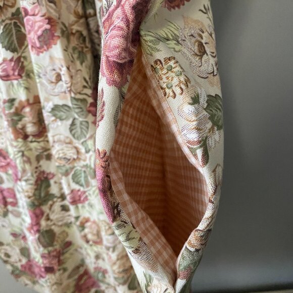 Handmade Plus Size Cotton Gingham Floral Multicolour Inseam Pockets V-Neck Dress - Picture 11 of 16